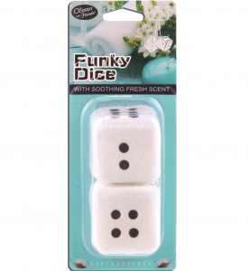 Dice-shaped hanging car air freshener