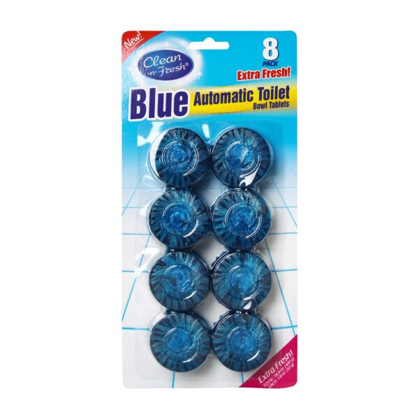 Blue automatic toilet bowl tablets