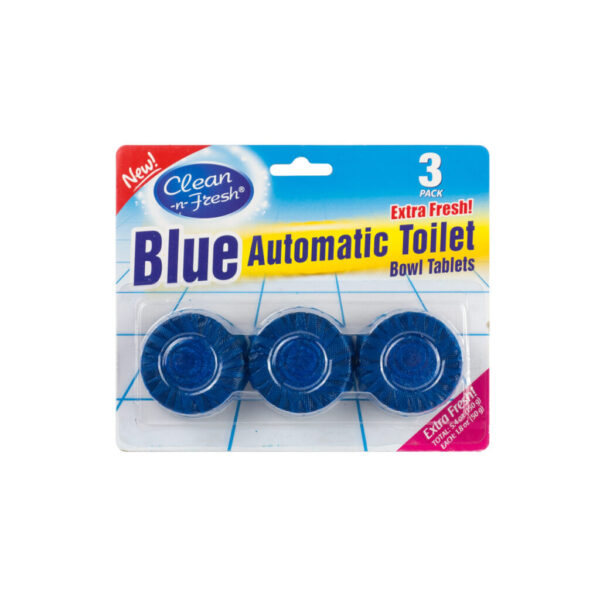 Blue automatic toilet bowl tablets